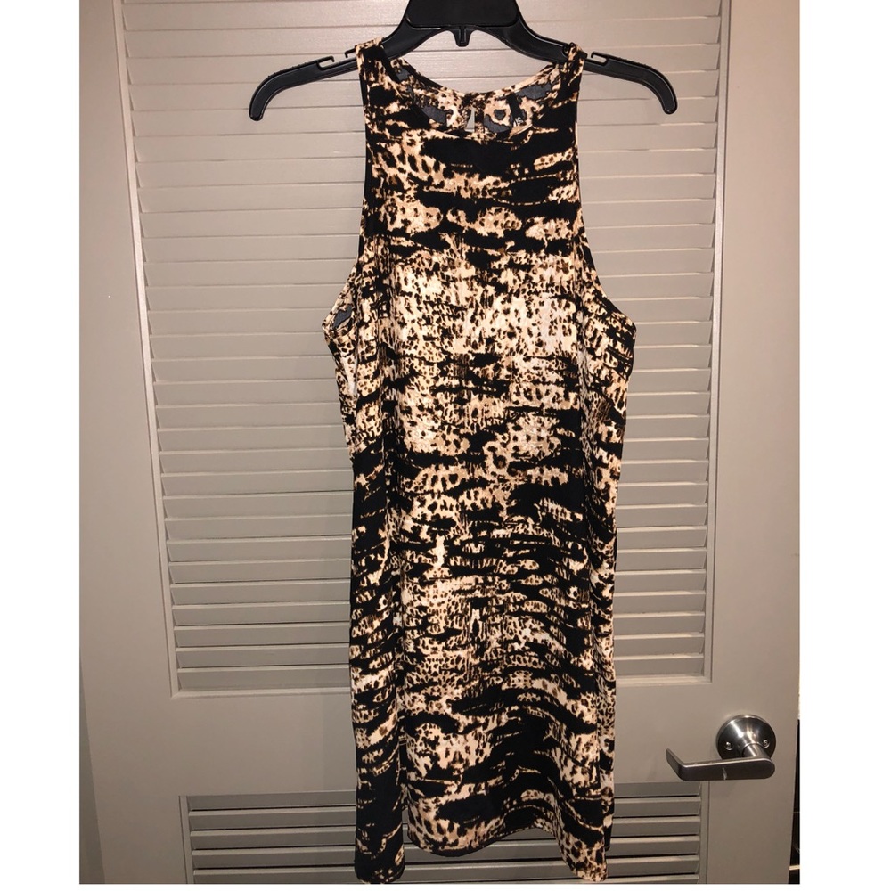 Animal print high neck dress
